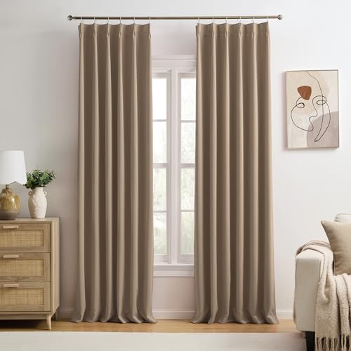 "Cappuccino Blackout Curtains 156 Inches Long 13 feet Tall, Extra Long Pinch Pleats Living Room Curtains Thermal Pleated Curtains Panels Drapery for Home, Hotel, Office, 40"" W x 156"" L, Set of 2"
