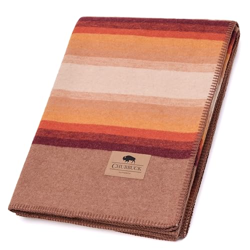 "Chubbuck 100% Wool Blanket Camping (60"" x 84"") - Large Warm Blanket for Camping, Emergency, Outdoor Concerts and Home Use - Fire Retardant, Soft and Warm Blankets for Winter (Bronco)"