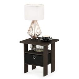 Furinno ANDREY Side Table with Storage Bin, Bedside Table, Dark Brown