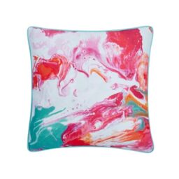 Ulster Weavers Cardinal Marbles Cerise/Citrus Filled Cushion, 50 x 50cm, Irish Linen, Microfibre Pad