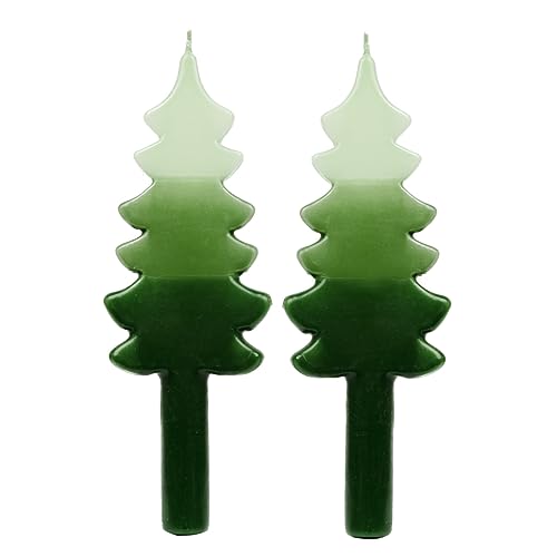 Christmas Tree Shaped Candles - White & Green - Perfect for The Dinner Table or Fireplace - Ideal Xmas Gift - Use as Home Décor, Stocking Filler, - - Unscented - Size 22cm Burn time: 8 Hours 2pack