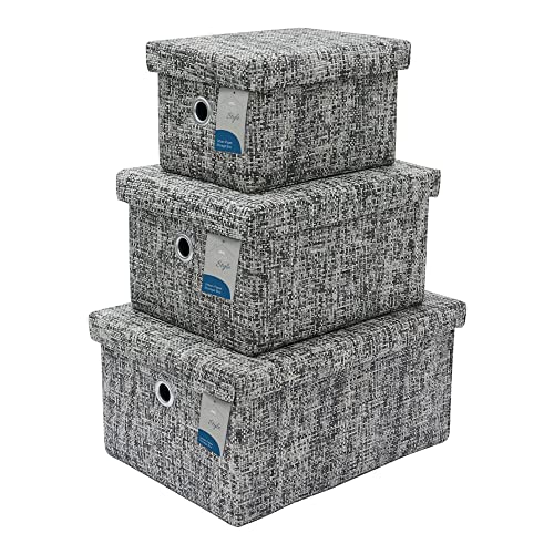 JVL Urban Set of 3 Rectangle Paper Storage Baskets, Medium