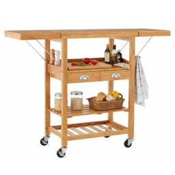 Premier Housewares Kitchen Trolley, Wood, Natural, 40 x 125 x 90 cm