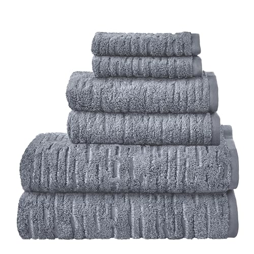 SKL Home CloudSoft Cotton Luxury 6-Piece Towel Set, Smoke Blue