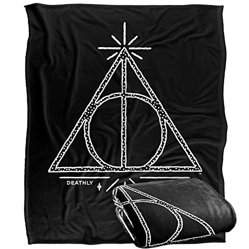 HARRY POTTER Deathly Hallows Line Art Officially Licensed Silky Touch Super Soft Throw Blanket 152 x 127 cm