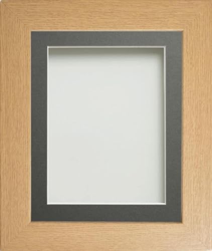 Frame Company Watson Beech Picture Photo Frame fitted with Perspex, 8x6 inch with Grey Mount for image size 5x3 inch