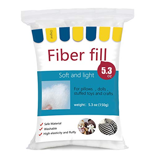 BUTUZE Polyester Fiber, Premium Fiber Fill, High Resilience Fill Fiber, Stuffing for Small Dolls Part Pillow Comforter DIY, 5.3oz, Recyclable (Natural White, 150g)