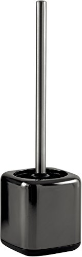 Gedy Nikita Toilet Brush, Stainless Steel, Anthracite, 10.5 x 10.5 x 43.5