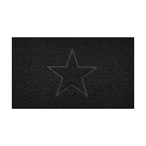 Nicoman Embossed Spaghetti Door Mat Dirt-Trapper Jet-Washable Doormat 70x43cm (Black, STAR Shape) - Use Indoor or Sheltered Outdoor