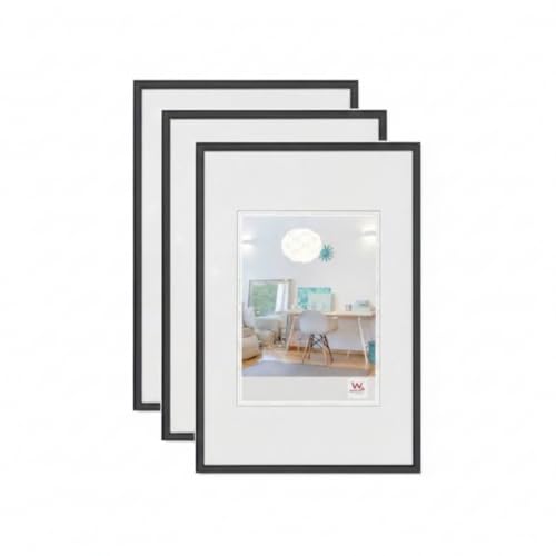 walther design Lifestyle Plastic Picture Frame, Black, 20 x 25 cm, Pack of 3 Frame, KV025B3