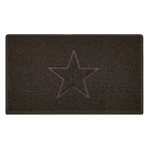 Nicoman Star Shape Embossed Entrance Door Mat Non Slip Dirt Trapper PVC Spaghetti Mat with Rubber Base, Jet Washable Quick Drying Doormat Indoor or Outdoor - (Medium, Brown, 75 x 44cm)