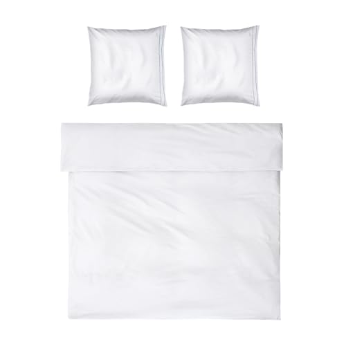 Möve Noblesse Bed Linen Set 200 x 200 cm + 2 x 80 x 80 cm 100% Cotton White/Light Blue