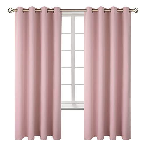 BGment Room Darkening Curtains 72 Inches Long - Grommet Thermal Insulated Drapes Window Treatment Curtains for Bedroom, 2 Panels, 52 x 72 Inch, Baby Pink