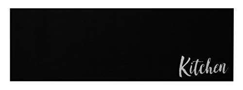 Zala Living Cook & Clean Runner - Non-Slip Rug Runner Flat Weave Short Pile Rug Kitchen Rug Washable Kitchen Runner Kitchen for Hallway, Kitchen, Living Room - Black White, 50 x 150 cm