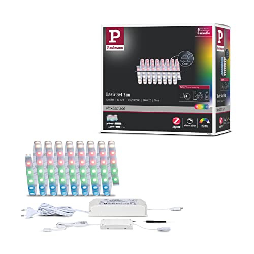 Paulmann 78884 LED Strips MaxLED 500 basic set Smart Home Zigbee IP44 3m incl. 1x23W dimmable RGBW colour control silver plastic light strips 3000K