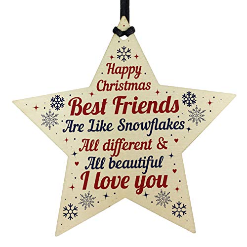 RED OCEAN For Best Friend Wooden Bauble Tree Decoration Friendship Gift Keepsake