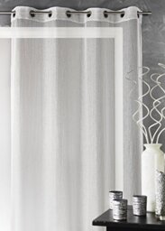 Homemaison - Plain Lurex Thread Voile Curtain - Polyester - Transparent Decorative for Living Room and Bedroom - Ready to Hang with Eyelets - 140 x 260 cm - Silver