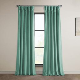 HPD Half Price Drapes Heritage Plush Velvet Curtains 84 Inches Long Room Darkening Curtains for Bedroom & Living Room 50W x 84L, (1 Panel), Light Teal Green