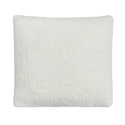 "Sleepdown Filled Cushion Boucle Chenille Soft Touch Fluffy Decorative Square Cushion Home Decor Sofa Bedroom 18"" x 18 - Cream - 45cm x 45cm, 5056557516759"