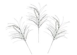 Flair Flower Leaf Glitter Stones Branch Arrangements Advent Single Artificial Stem Flower Decoration for Christmas Tree Wreaths Set of 3, Green, 30x30x80 cm