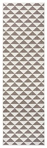 NORTHRUGS Indoor and Outdoor Rug Tahiti 80 x 250 cm - Reversible Rug Weatherproof Modern Design Geometric Pattern Runner for Balcony Patio Garden Conservatory Living Room Rug Waterproof Linen
