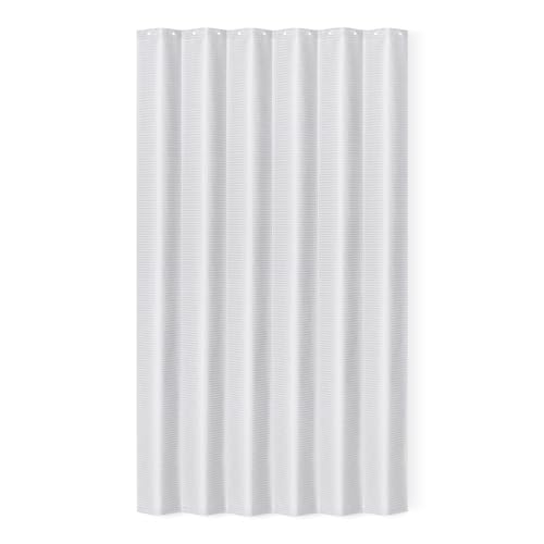 Amazon Basics Shower Curtain for Bathroom, Quick-Drying, Waffle Texture, Water-Repellent, Weighted Hem, Metal Grommets with 12 Hooks, 183x183 cm, White
