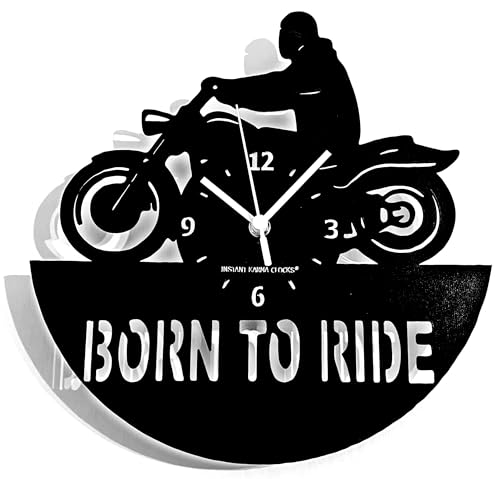 Instant Karma Clocks - Motorcycle Motorbike - Wall Clock (Black-Wood)