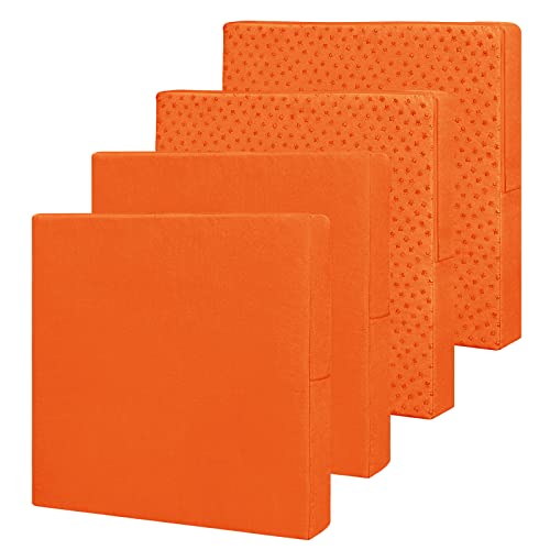 Easy-Going Waterproof Patio Cushion Covers 22x22x4 inch 4 Pack Replacement Non-Slip Outdoor Seat Cushion Slipcover with Zipper. Orange