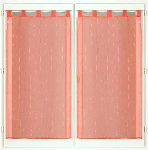 Atout Ciel Pair of Net Curtains 60 x 90 cm Coral Ready to Hang