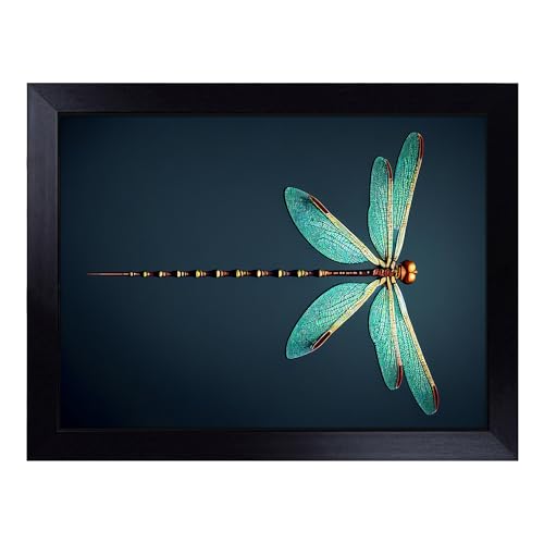 Lap Tray with Bean Bag Cushion, Dainty Dragonfly - Handmade in the UK, Raised Wooden Edge, Padded Cushion, Heat-Resistant Wipe-Clean Surface, for Meals, Laptops and Crafts