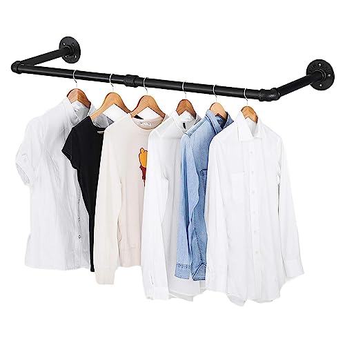 Oroonoko Pipe Clothes Hanger, 91 cm, Industrial Tube Design Clothes Rack for Wall Mounting, Laundry Room Hanger, Black, Maximum Load Up to 61 kg, Black