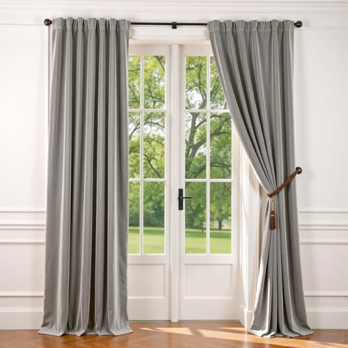 Lazzzy Velvet Light Gray Curtains 84 Inches Long Thermal Insulated Drapes for Bedroom Living Room Darkening Window Treatments Rod Pocket 2 Panels, W62 x L84
