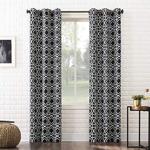"Sun Zero Barnett Trellis Blackout Grommet Curtain Panel, 40"" x 63"", Black"