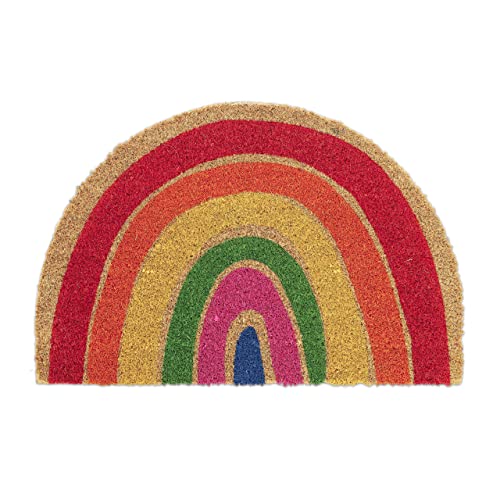 Relaxdays Rainbow Doormat Coir Rubber, 40 x 60 cm, Door Mat Inside & Outside, Multicoloured, Coco