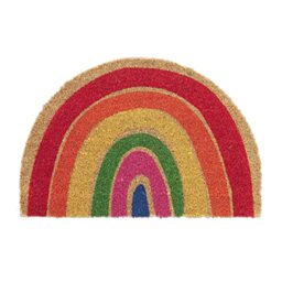 Relaxdays Rainbow Doormat Coir Rubber, 40 x 60 cm, Door Mat Inside & Outside, Multicoloured, Coco