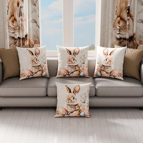 PETTI Artigiani Italiani - Set of 2 Easter Cushion Covers 45x45 cm in Microfibre, Easter Decorative Cushions for Bedroom, Sofa and Living Room, 2 Decorative Pillow Covers, 100% Made in Italy