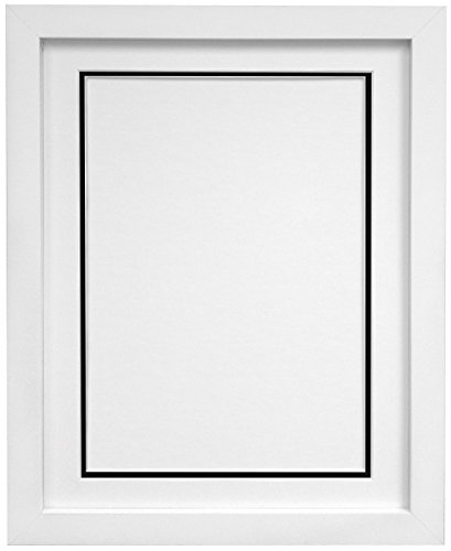 "H7 White Picture Photo Frame With White and Black Double Mount 16""x12"" for Pic Size 12""x8"""