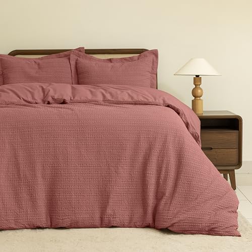 Dreamology Waffle Weave Duvet Cover, Twin Duvet Covers,100% Cotton Waffle Duvet Covers with Zipper Closure, Soft Luxury Textured & Breathable (Terracotta, King)