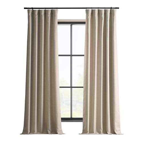 HPD Half Price Drapes Italian Faux Linen Curtains 108 Inches Long Room Darkening Curtains for Bedroom and Living Room 50 X 108, (1 Panel), Sepia Beige
