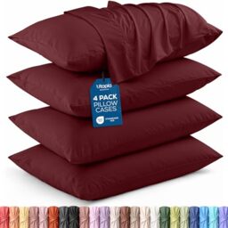 Utopia Bedding King Pillow Cases - Pack of 4 - Envelope Closure - Soft Brushed Microfiber Fabric - Shrinkage and Fade Resistant Pillow Covers King Size 20 X 40 Inches (Burgundy)
