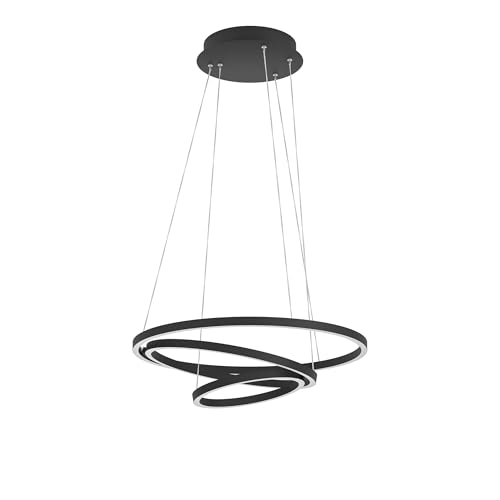 Eglo Connect.Z Smart Home LED Pendant Lighting Lobinero-Z, ZigBee Ceiling Light Fitting, app and Voice Control Alexa, tunable White (Warm – Cool White), dimmable Ring Hanging lamp, Black Metal