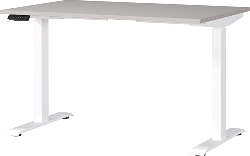 Germania Desk 7907-617, in cashmere/white, el. height-adjustable, 120 x 120 x 80 cm (WxHxD)