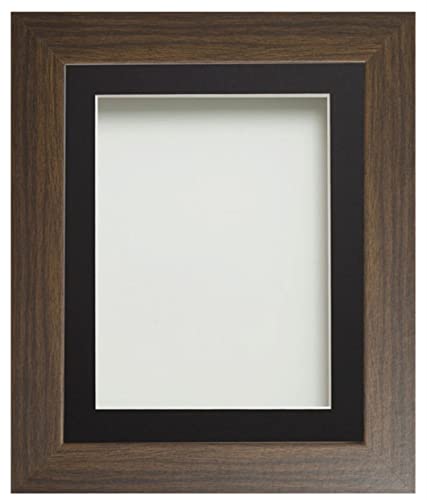 Frame Company Watson Brown Picture Photo Frame fitted with Perspex, A4 with Black Mount for image size 9x6 inch