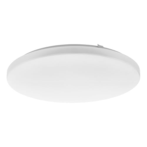 Eglo Connect.z Smart Home LED Ceiling Light Frania-Z, Flush Mount lamp, ZigBee, app and Alexa Voice Control, Warm-Cool White, RGB, dimmable, White Metal and Plastic, Ø 43 cm