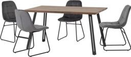 Seconique Quebec Straight Dining Set with Lukas Chairs,Medium Oak/Grey