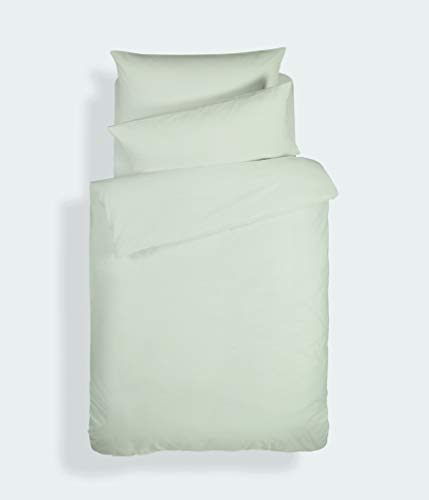 Bianca Plain Dyed Light Green Duvet Cover Set for 90 cm Beds 100% Cotton Percale