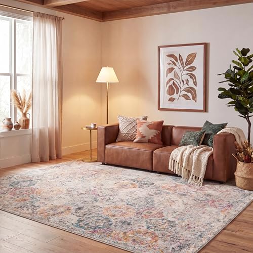 Safavieh Distressed Rug for Living Room, Dining Room, Bedroom - Madison Collection, Short Pile, in Grey and Gold, 240 x 300 cm
