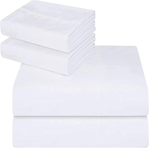 ComfyWell Single Bed Sheets - Deep Fitted Single Sheet 14 inch (35 cm) - Soft Brushed Microfibre Fabric White Bedding- Shrinkage and Fade Resistant. (Single (90x190cm), White)