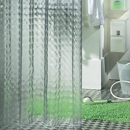 Sealskin Prisma Shower Curtain, PEVA, Transparent, 180 x 200 cm, Clear With Prism Design