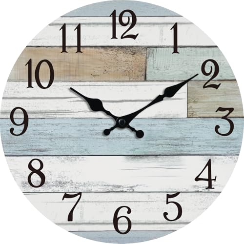 KECYET Wall Clock Battery Operated 18 Inch Large Silent Non Ticking Coastal Design Country Rustic Retro Decorative for Bathroom Kitchen Living Room Bedroom